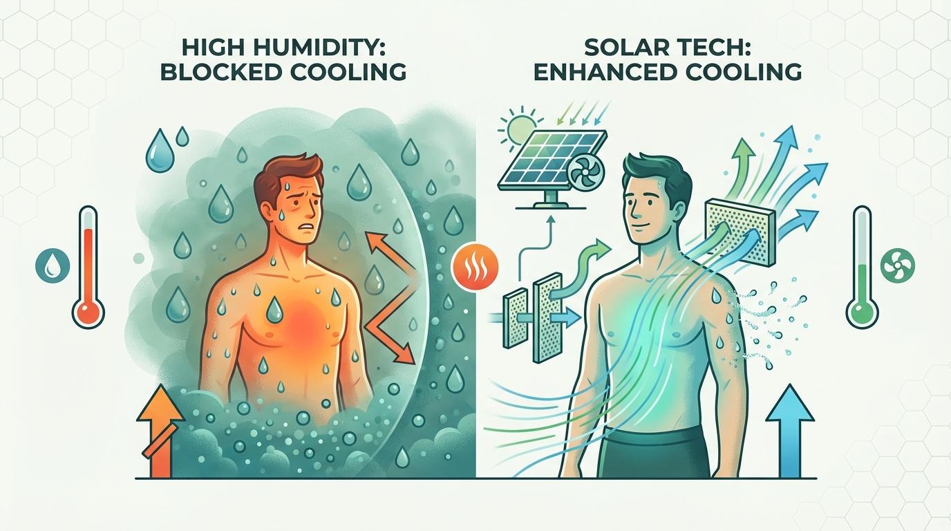 Problem scenario illustration for Reason 1: Humidity Blocks Your Body’s Cooling