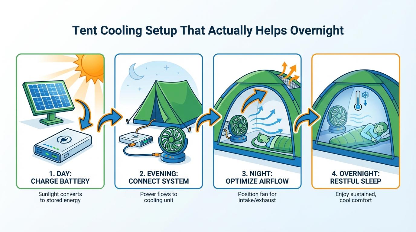 Step-by-step illustration for Tent Cooling Setup That Actually Helps Overnight