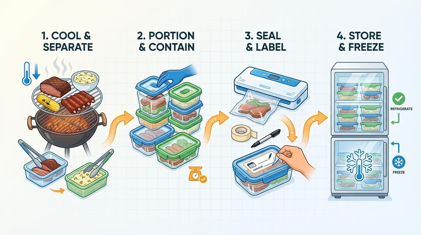Step-by-step illustration for Step-by-Step Packing Checklist for BBQ Leftovers