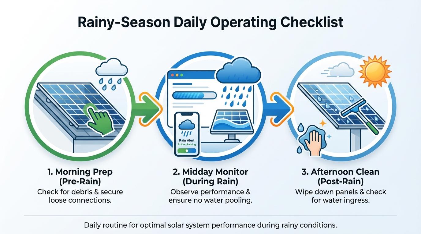 Step-by-step illustration for Rainy-Season Daily Operating Checklist