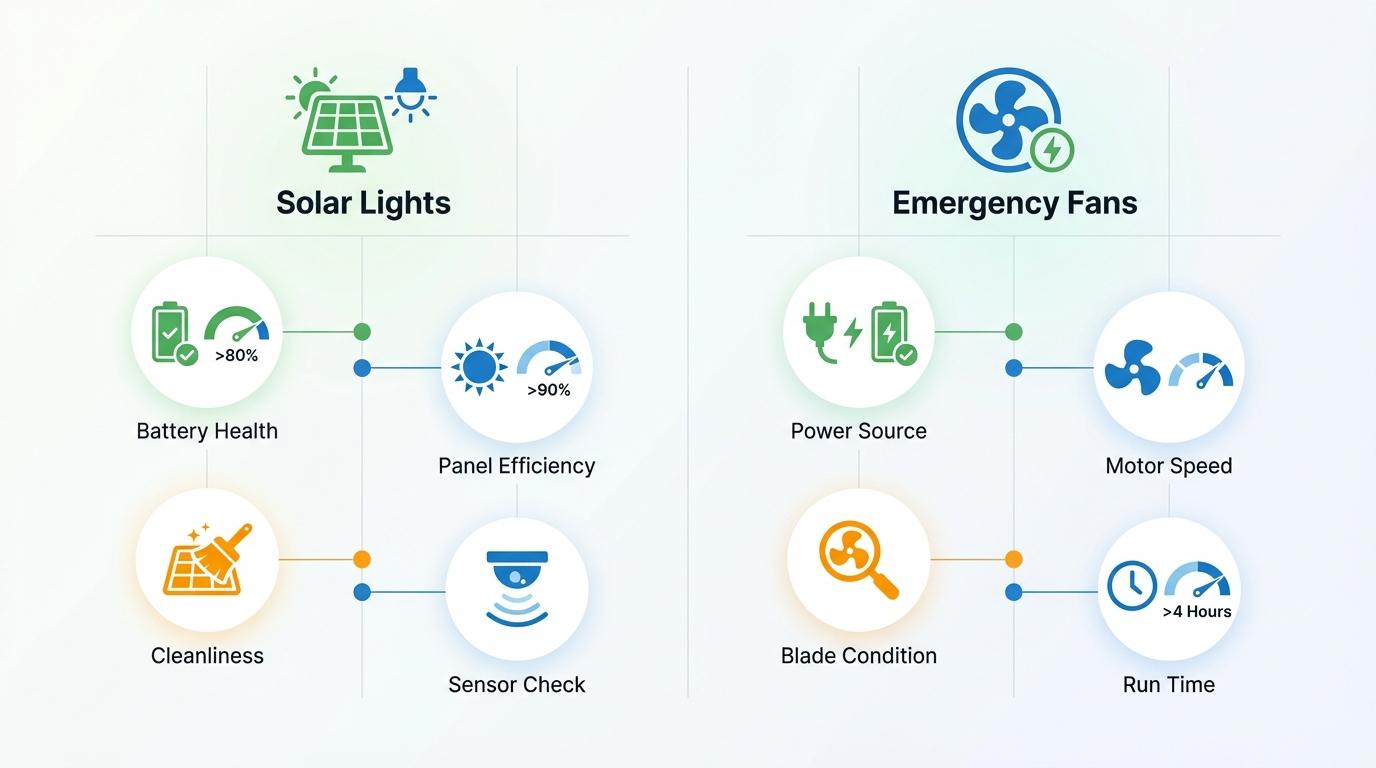 Data visualization for Quick Checks for Solar Lights and Emergency Fans