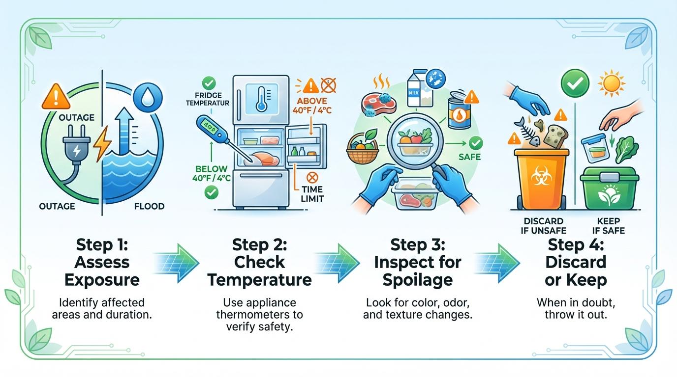 Step-by-step illustration for Food Safety Checklist After Outage or Floodwater Exposure