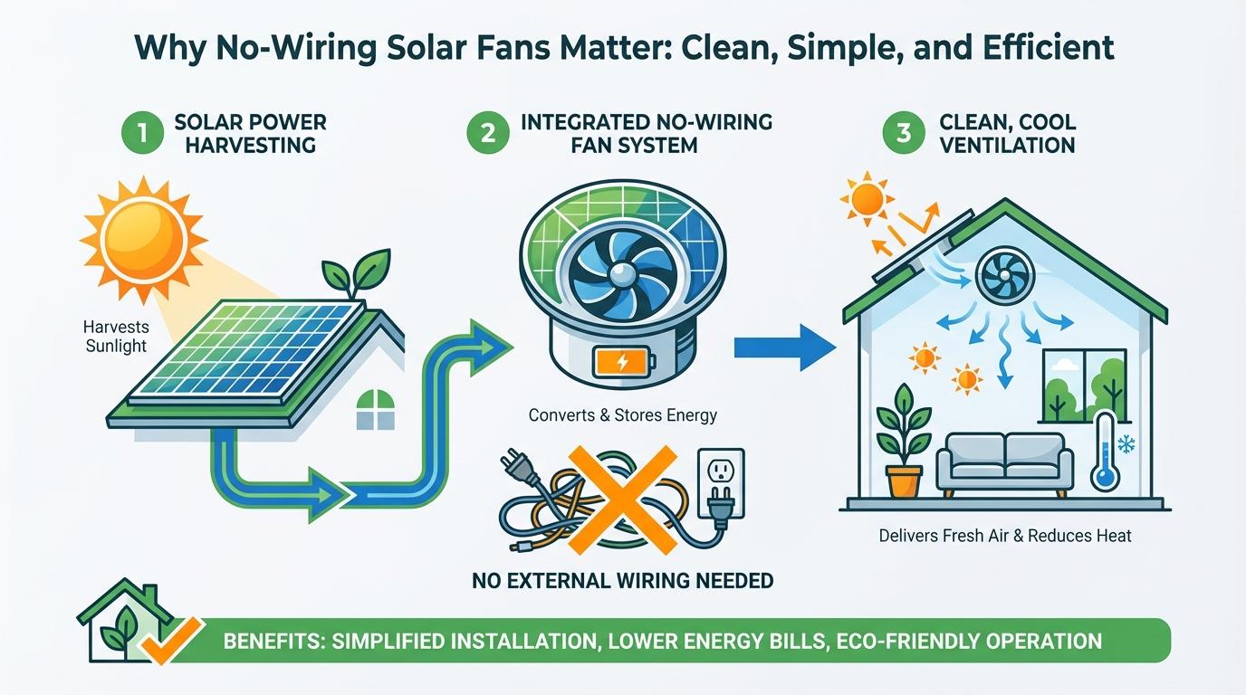 Step-by-step illustration for Why No-Wiring Solar Fans Matter