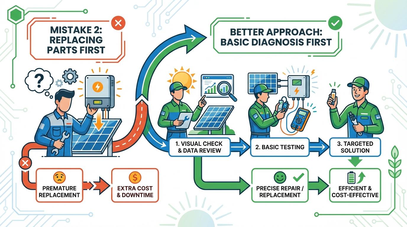 Step-by-step illustration for Mistake 2: Replacing Parts Before Basic Diagnosis