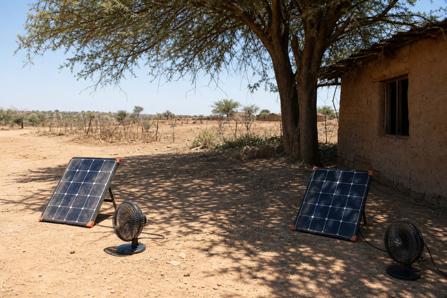 Solar panels in full sun and partial shade showing different charging conditions