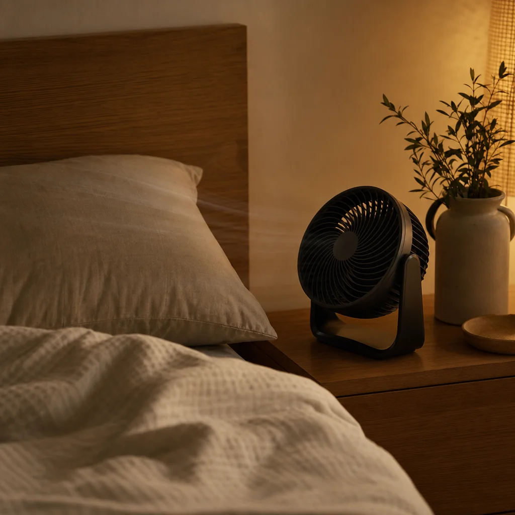 Low-speed fan setup designed for quiet nighttime comfort