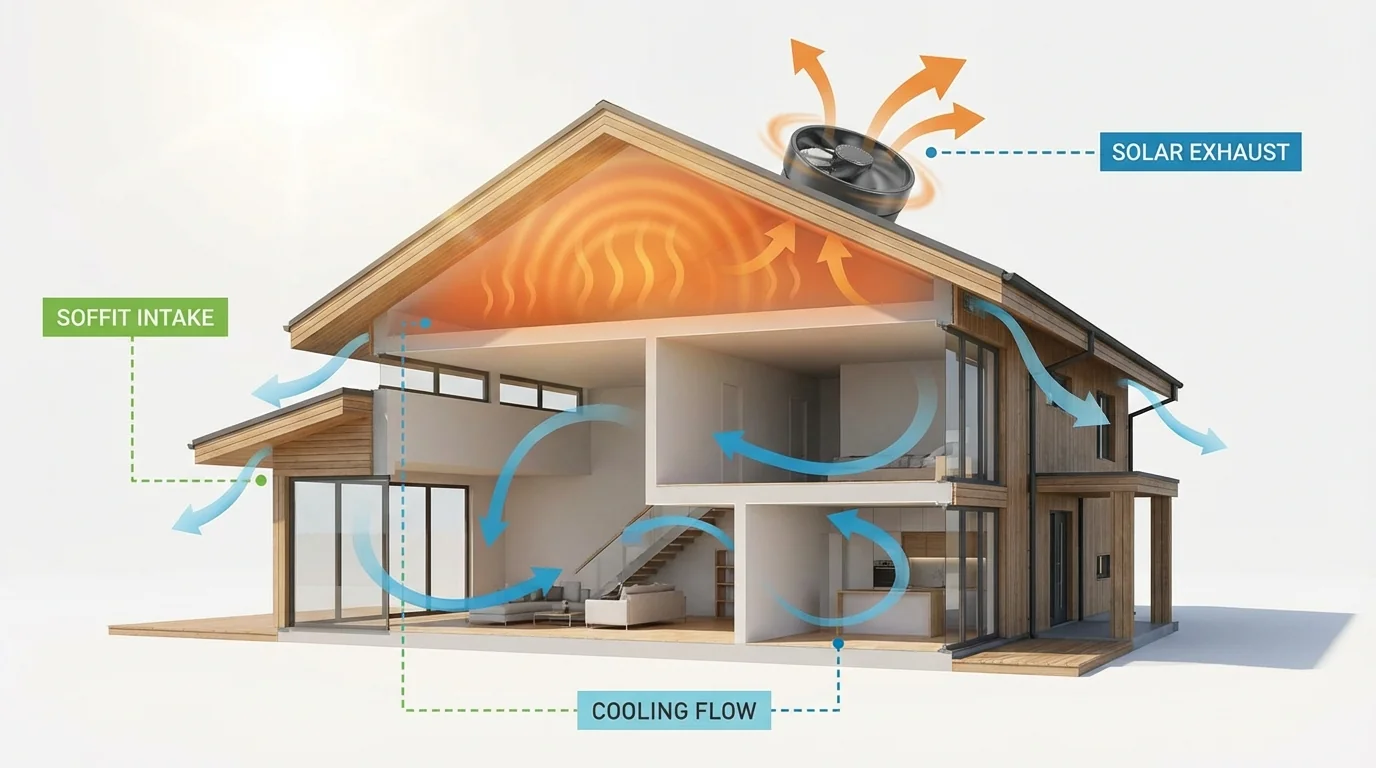 Attics do not instantly cool down at sunset; the structural materials continue to radiate trapped heat well in